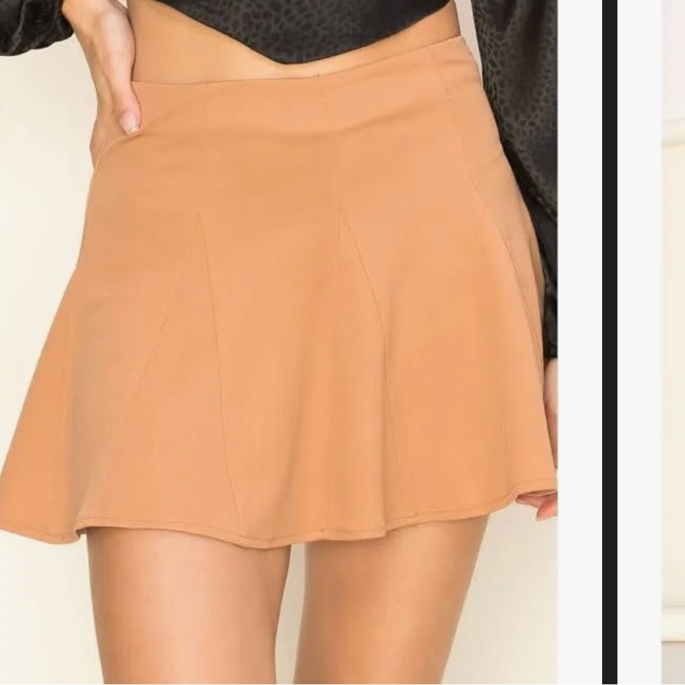 Tan High Waisted A-line Skort